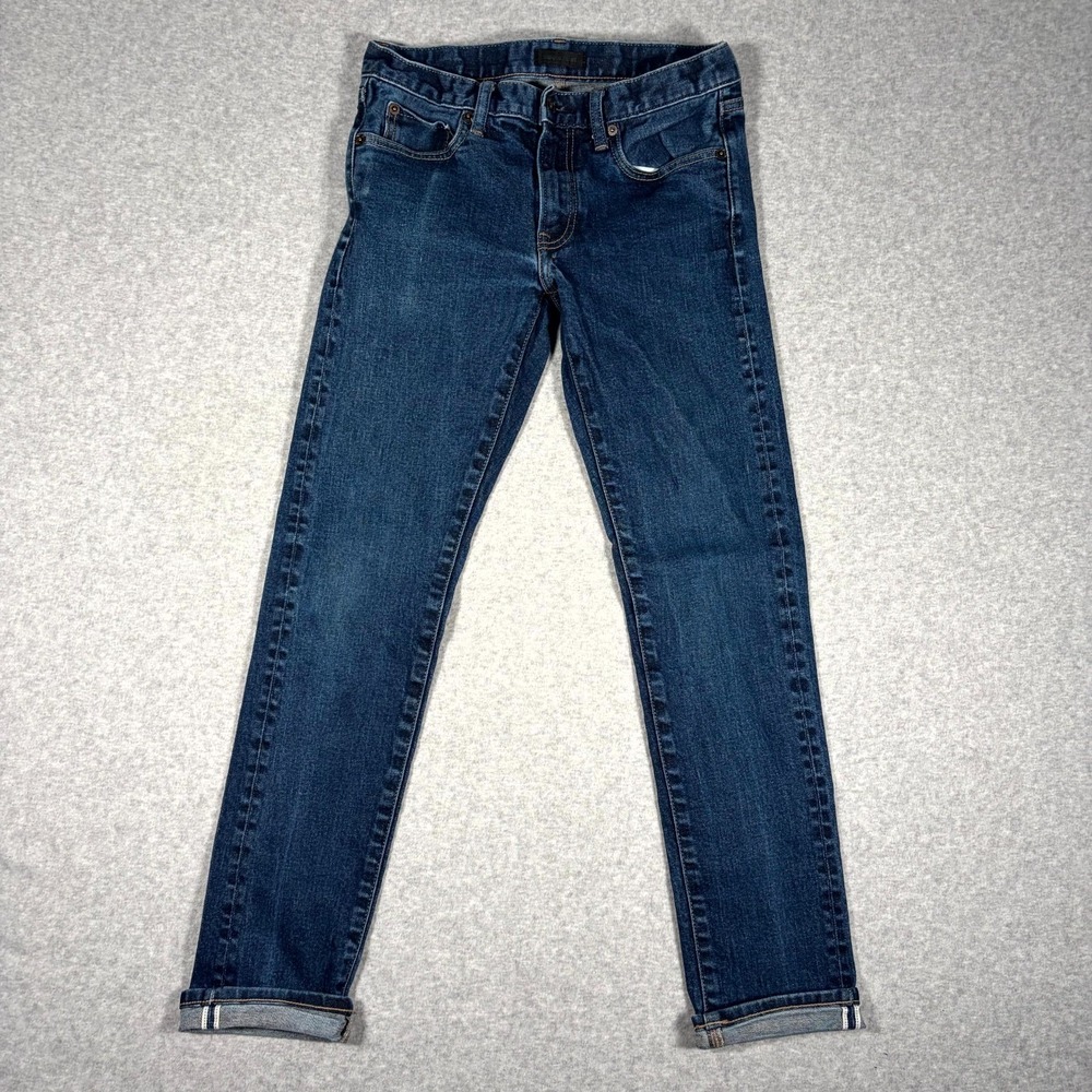 Uniqlo Jeans Womens 29x32 (Fits 28x30) Blue Selvedge Denim Stretch Slim Fit